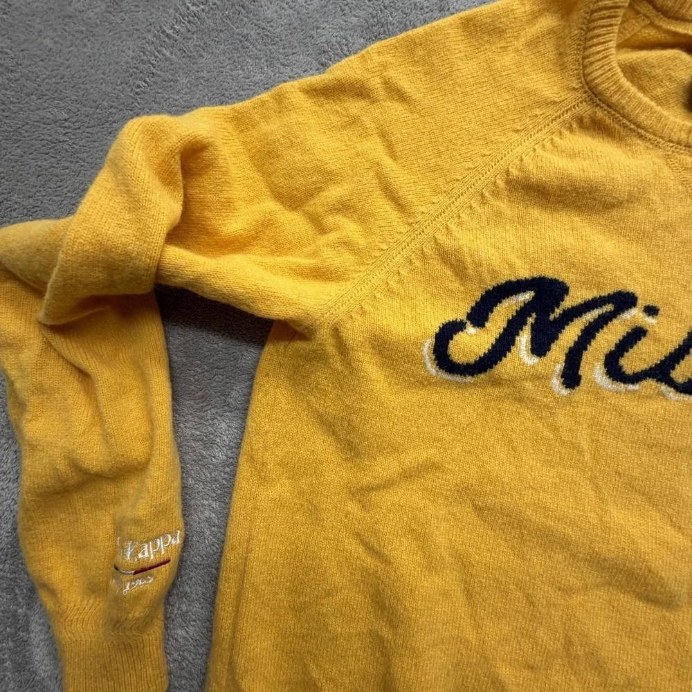 Robe Di Kappa Sweater Mens XL Yellow Milano‎ Lambswool Crewneck Graphic Pullover